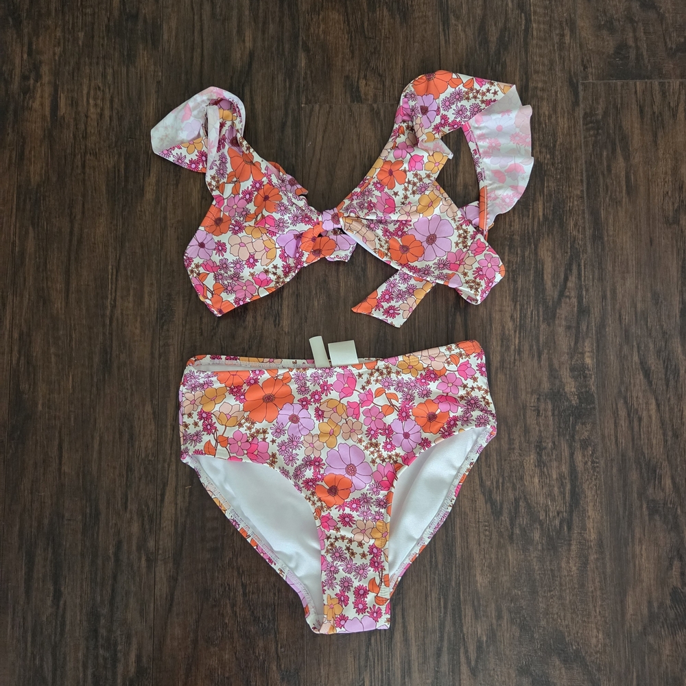 GB Girls Floral Bikini - Pink and Orange
